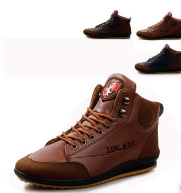 Autumn And Winter New Casual Shoes Korean Style Trend All-Match Leather-Electric-My Store
