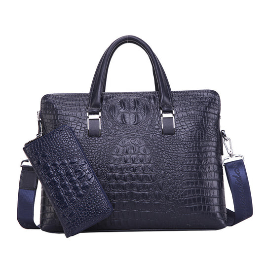 2021 Men Business Handbag Cross Section Pattern Casual Briefcase PU Leather Messenger Bag For Men