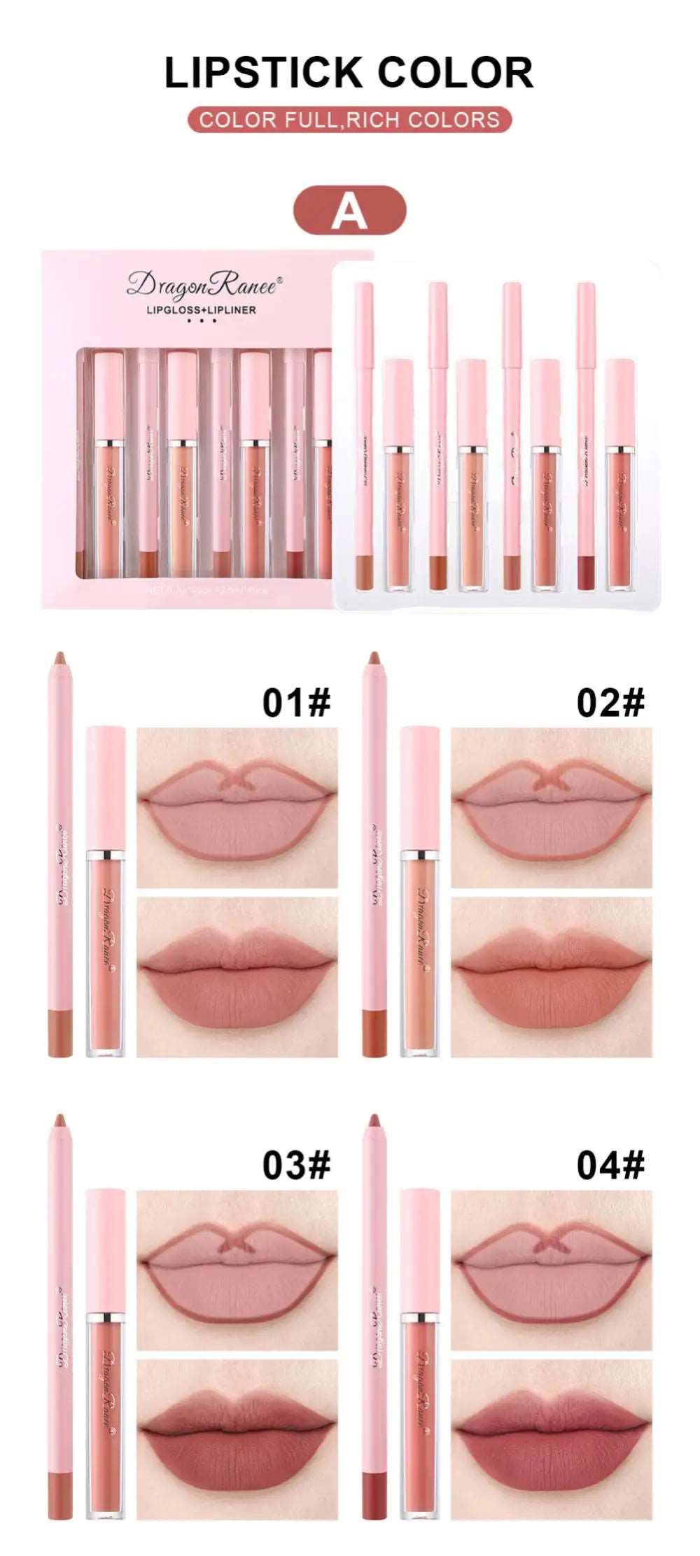 4pcs Lip Gloss Lip Liner Pen Set--Kurt & D