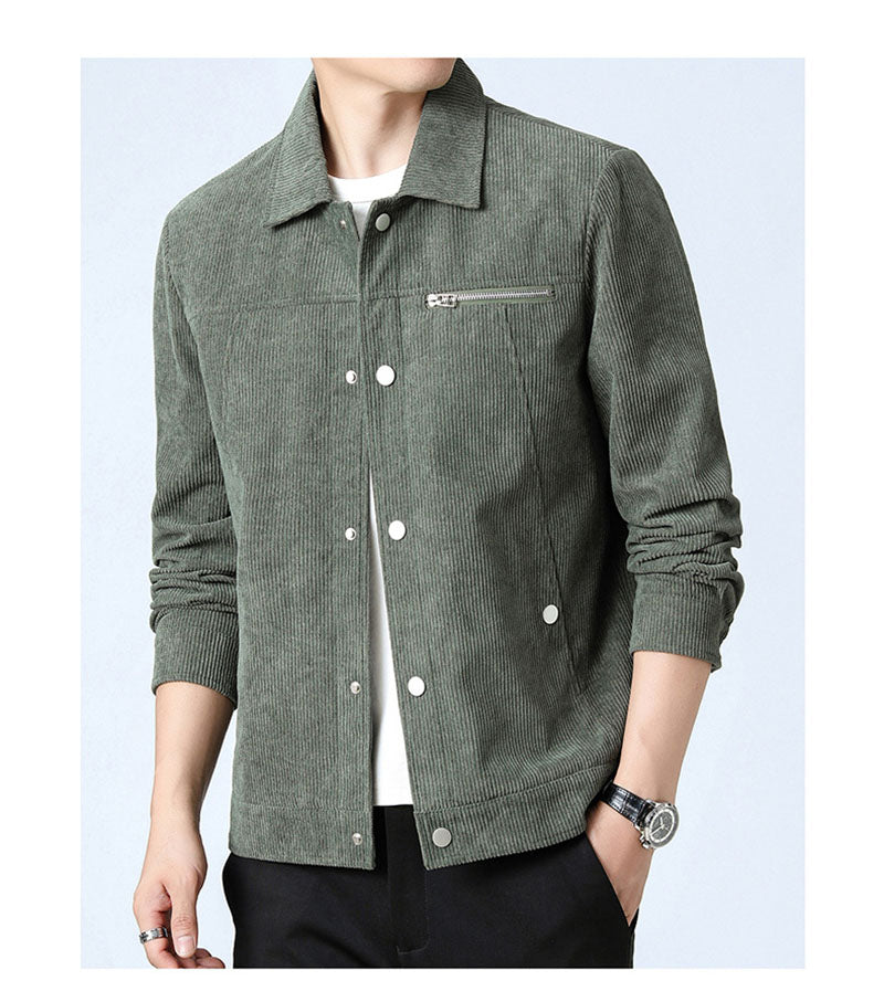 Men's Clothing Autumn Trendy Youth Fashion Casual All-match Single-breasted Polo Collar Jacket