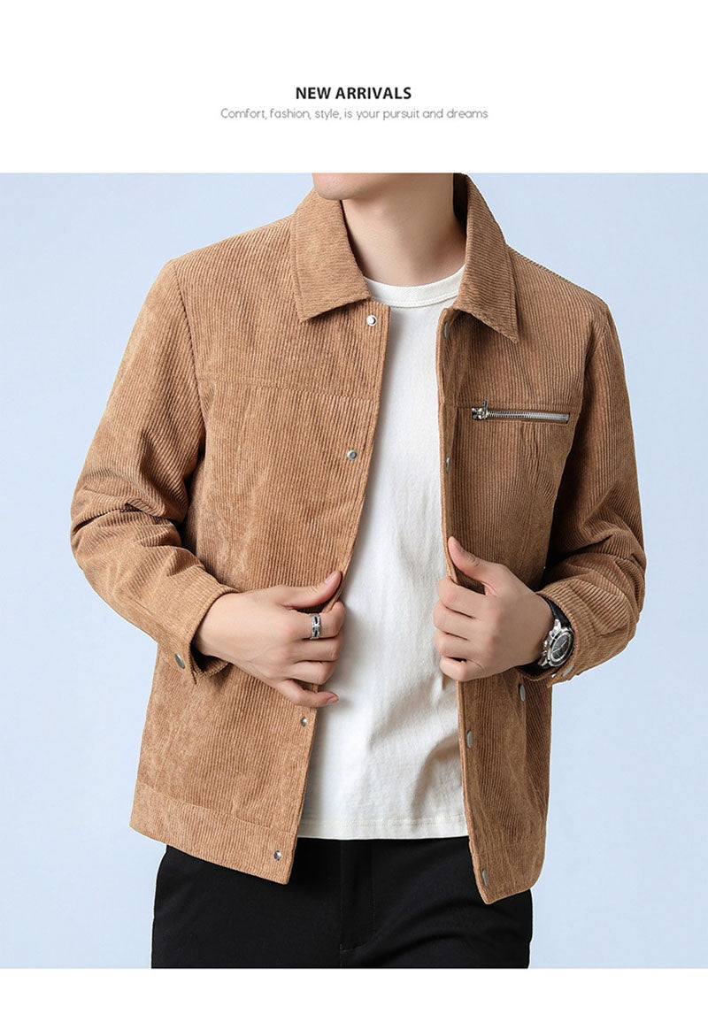 Men's Clothing Autumn Trendy Youth Fashion Casual All-match Single-breasted Polo Collar Jacket