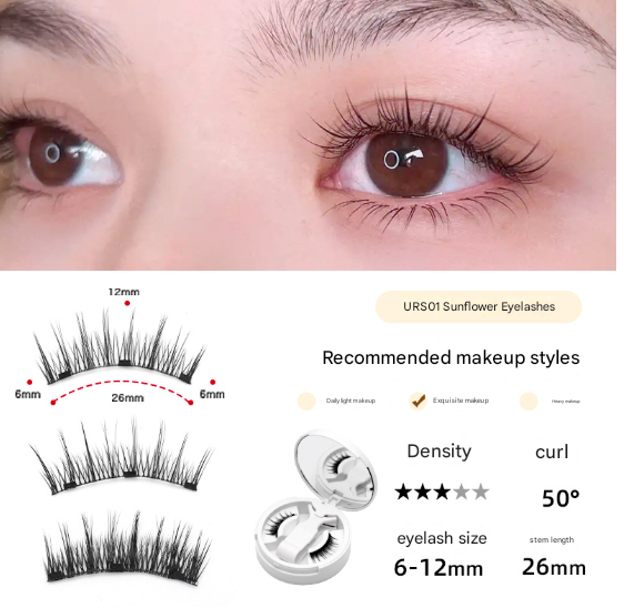 Fox-style magnetic false eyelash integrated box, natural camellia, European and American thick magnetic eyelashes, no glue eyelashes-Cosmetic-Dropsure