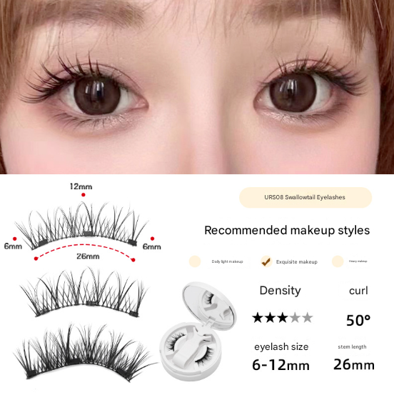 Fox-style magnetic false eyelash integrated box, natural camellia, European and American thick magnetic eyelashes, no glue eyelashes-Cosmetic-Dropsure