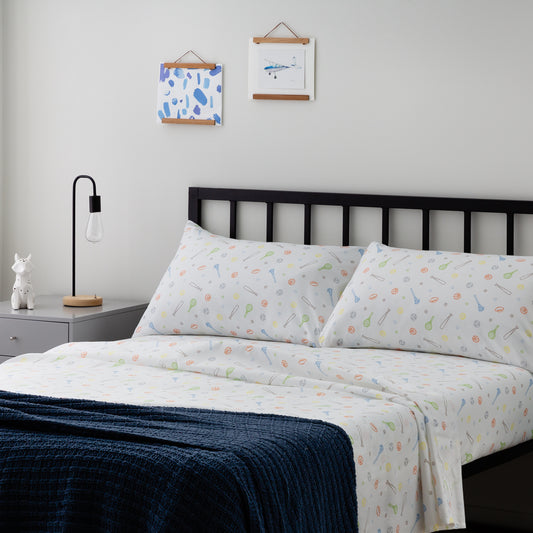 Linenspa Microfiber Sheet Set, Full, Sport Pattern--Dropsure