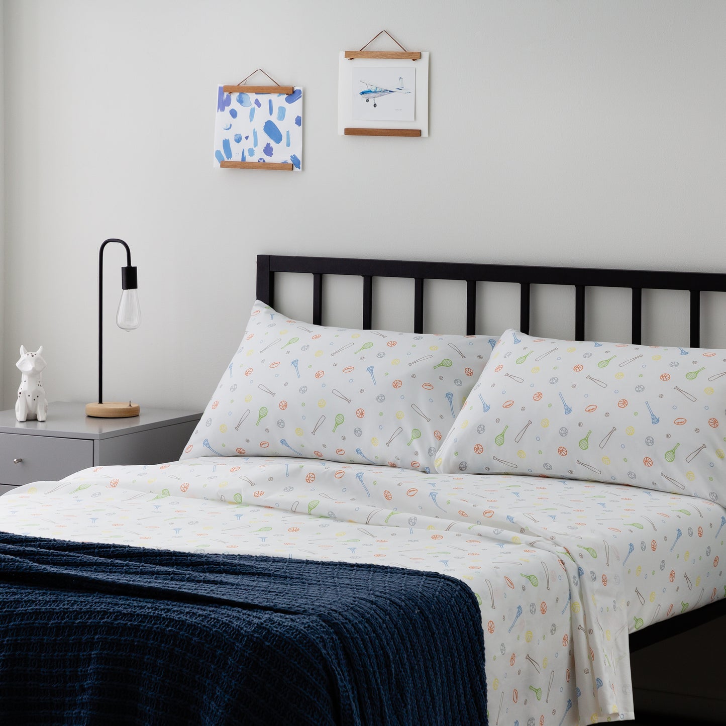Linenspa Microfiber Sheet Set, Full, Sport Pattern--Dropsure
