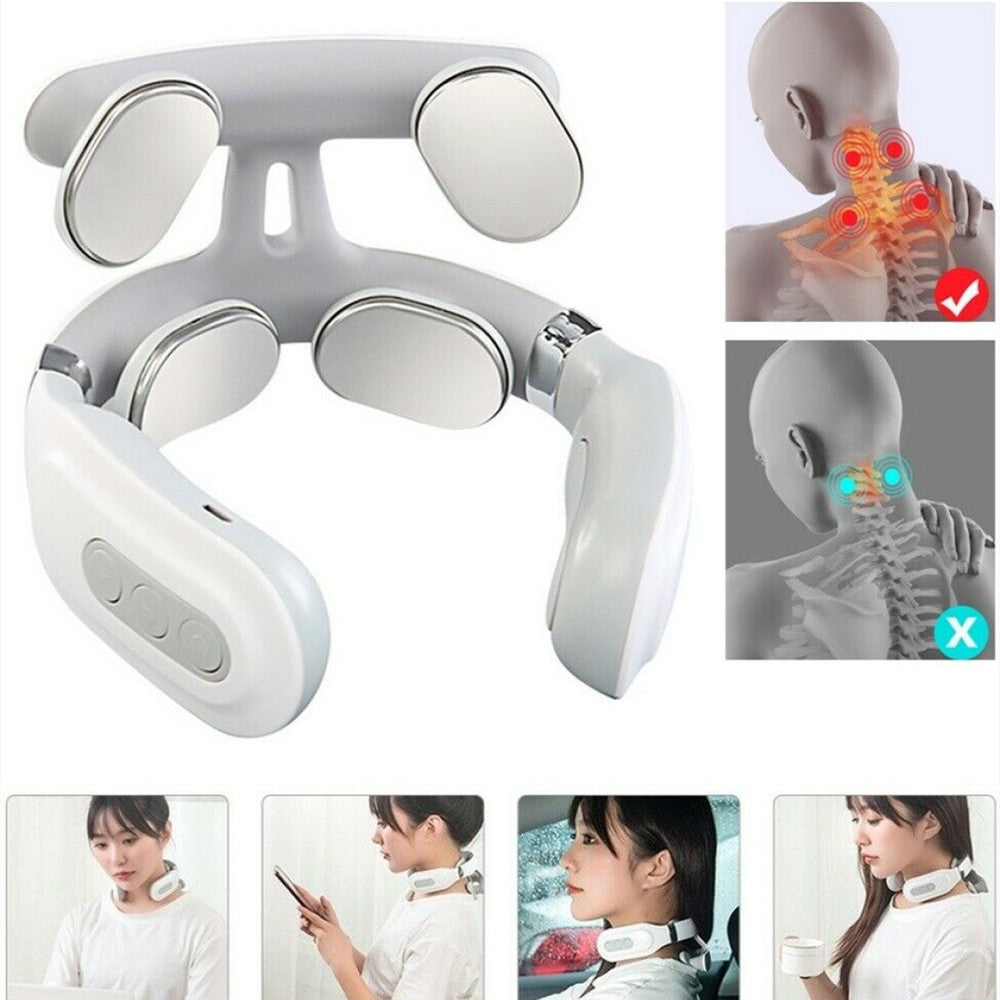 5 Mode Leher Massager Portable Elektromagnetik Pulse Pijat Leher dengan Fungsi Pemanas Leher Bersantai untuk Menghilangkan Rasa Sakit-Electric-My Store