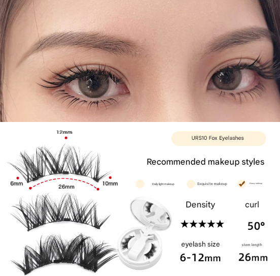 Fox-style magnetic false eyelash integrated box, natural camellia, European and American thick magnetic eyelashes, no glue eyelashes-Cosmetic-Dropsure