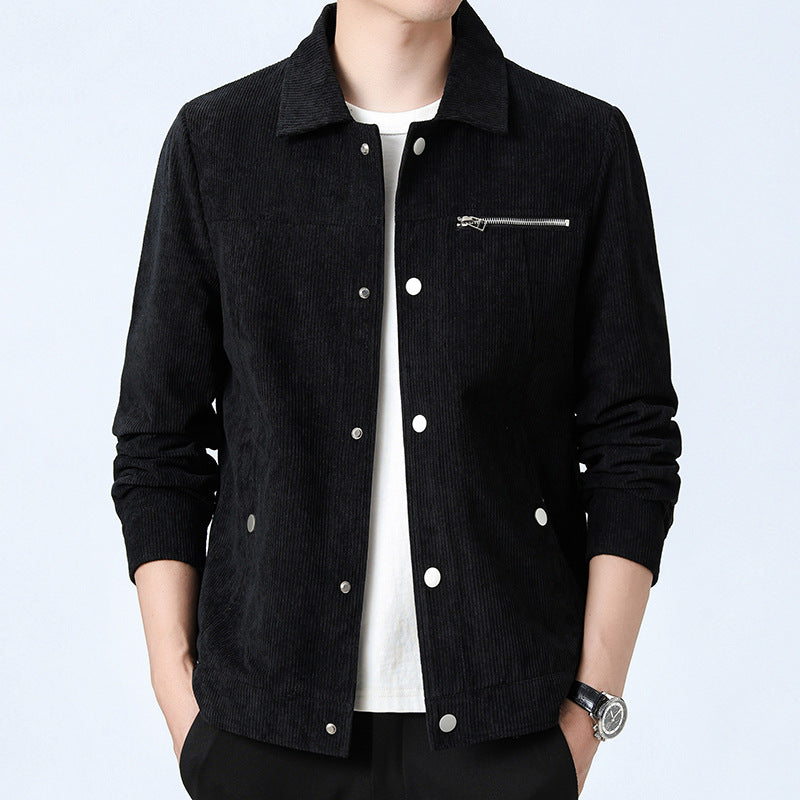 Men's Clothing Autumn Trendy Youth Fashion Casual All-match Single-breasted Polo Collar Jacket