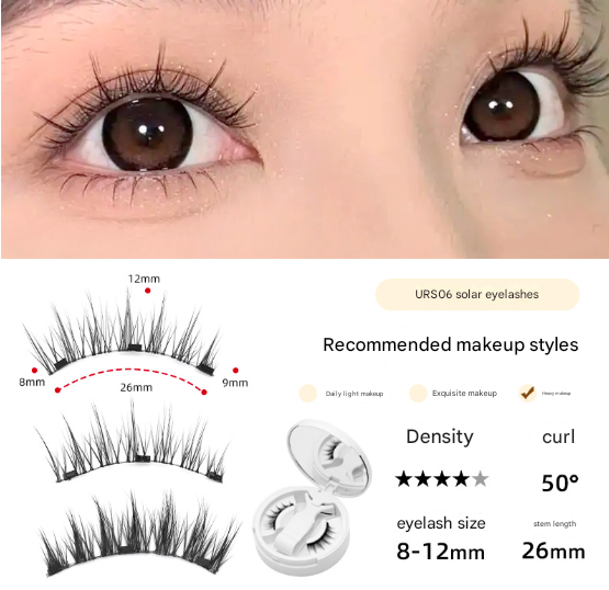 Fox-style magnetic false eyelash integrated box, natural camellia, European and American thick magnetic eyelashes, no glue eyelashes-Cosmetic-Dropsure