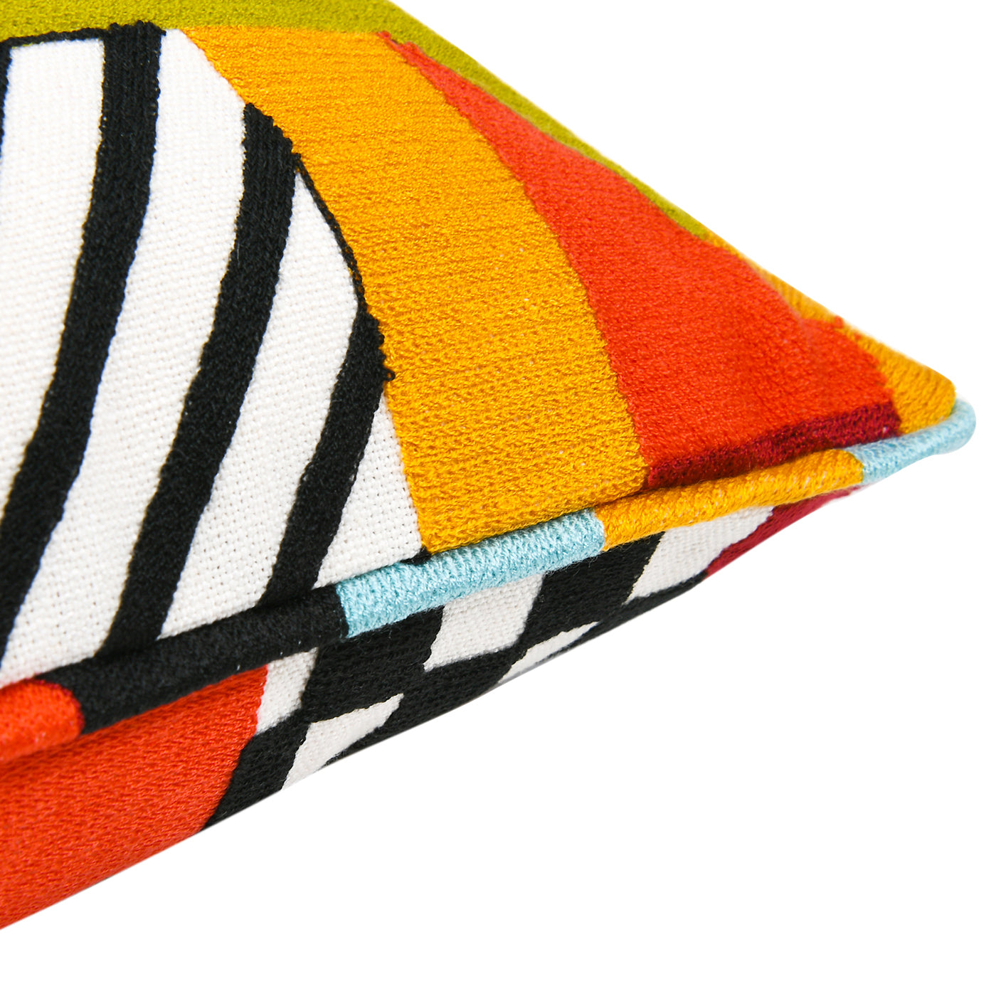 La Broderie 20" Square Embroidered Throw Pillow & Feather Down Insert, Colorpop Multicolored Embroidery--Dropsure