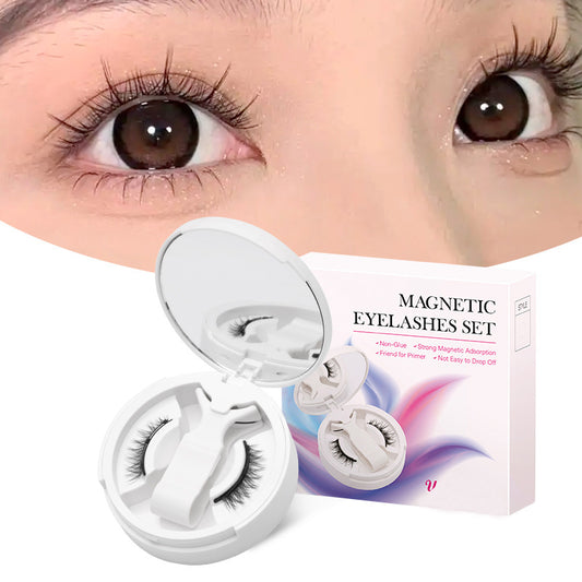 Fox-style magnetic false eyelash integrated box, natural camellia, European and American thick magnetic eyelashes, no glue eyelashes-Cosmetic-Dropsure