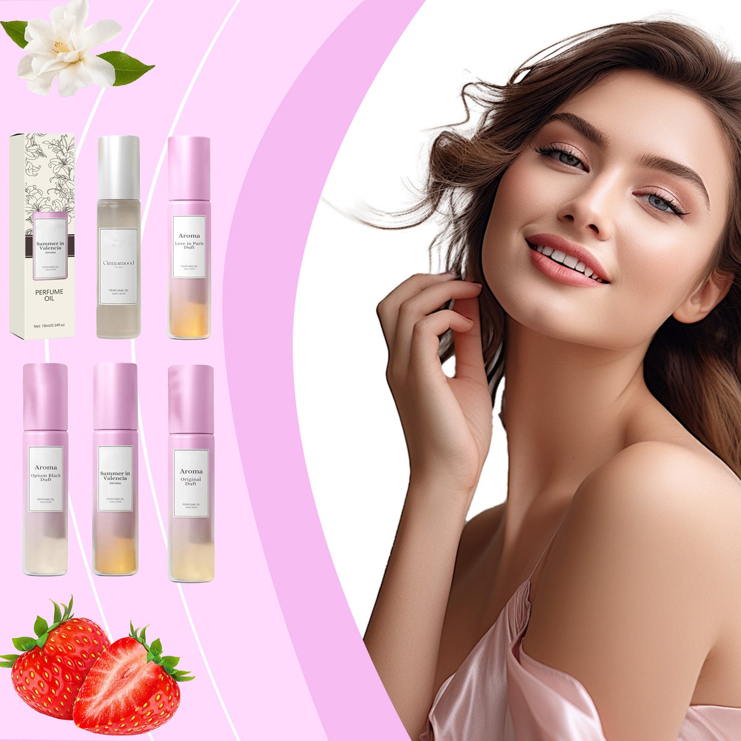 Roll-on perfume, fresh and natural, light fragrance, portable, leaving a lingering scent and exuding charm. Perfume oil set-Cosmetic-Dropsure