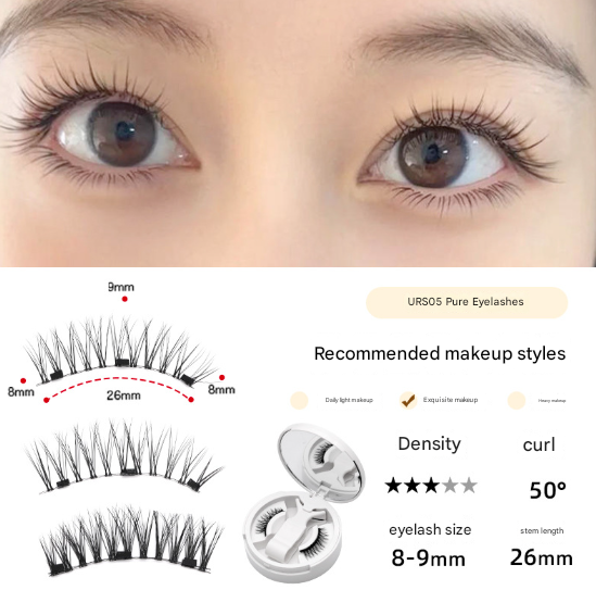 Fox-style magnetic false eyelash integrated box, natural camellia, European and American thick magnetic eyelashes, no glue eyelashes-Cosmetic-Dropsure