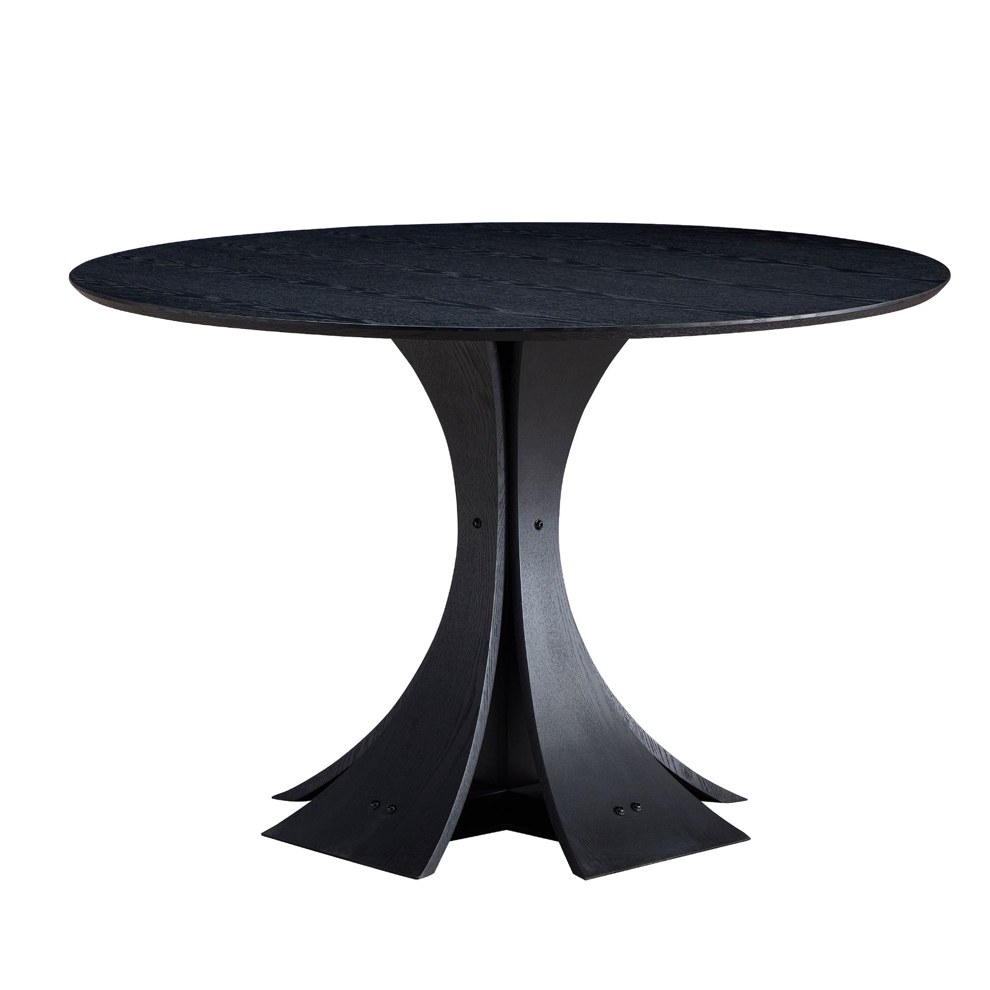 47.24'' Round Modern Style MDF Wood Dining Table in Black Suitable for Kitchen, Living Room, Cafe, Milk Tea Shop--Dropsure